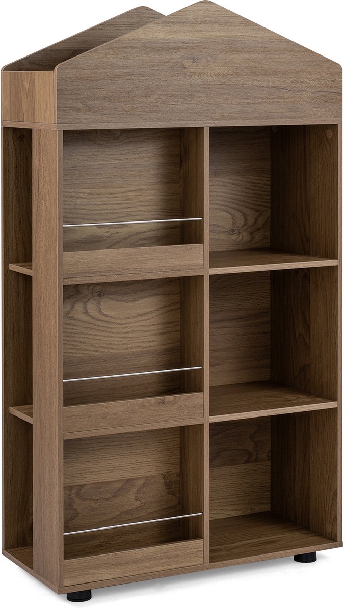 SureDeal® - Boekenkast - Montessori Kinderrek Boekenrek - Speelgoedopslag - Vakken - Kantelbeveiliging - 64x30x116 cm - Naturel