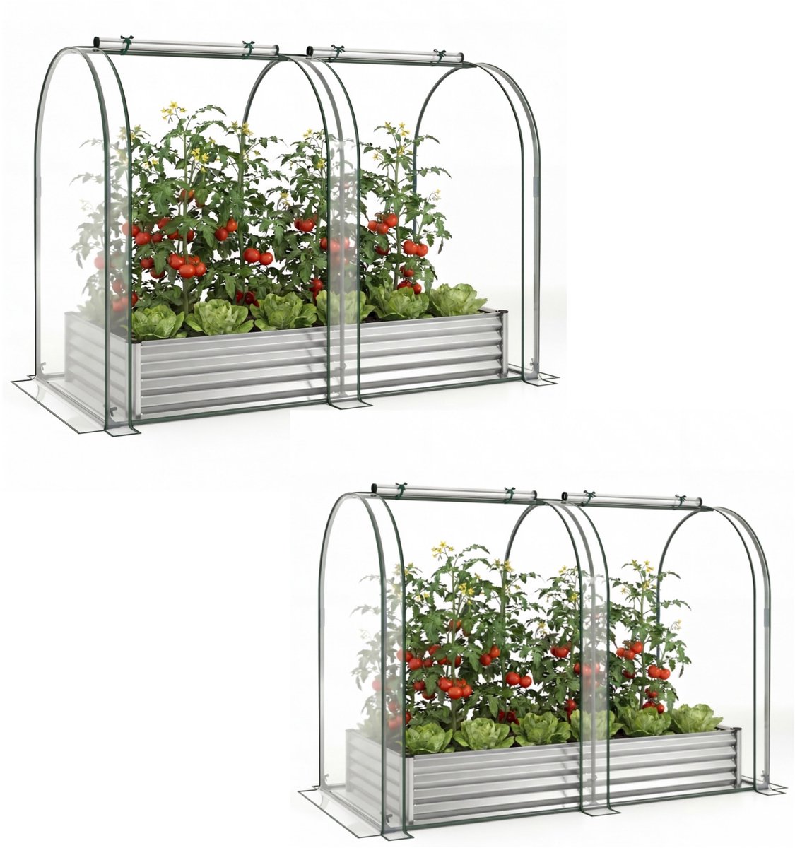 SureDeal® - Plantenbak - Verhoogd Bed - Kas Metalen - PVC bekleding - Ramen Vroege Bed - Zwart - 198x100x145 cm - Zilver