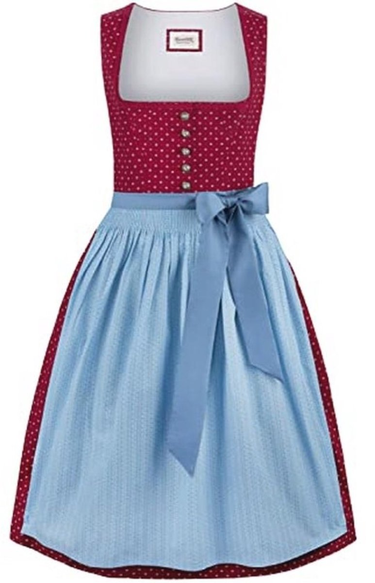 Bordeauxkleurige Dirndl voor Dames - Model Julina, Maat 42