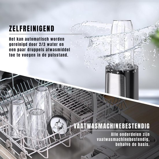 KIRA® Blender - Blender met 3 Draagbare Mengbekers - Krachtige Mini Mixer - Zwart en Zilver - 13cm x 19cm x 39cm van Kira — afbeelding 3