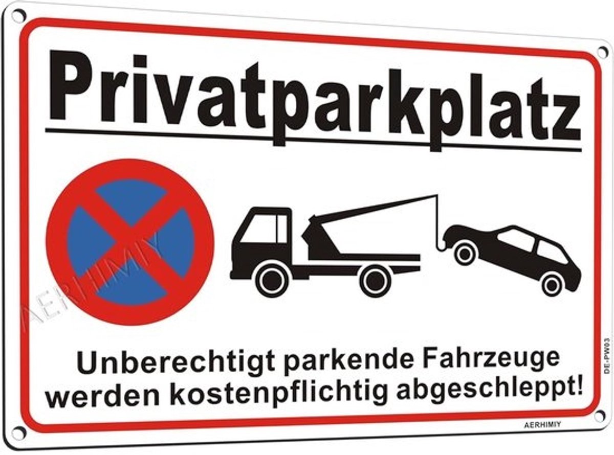 Parkeerverbod Bord L - Verkeersbord Privé Parkeren 20x30 cm - Reflecterend Aluminium
