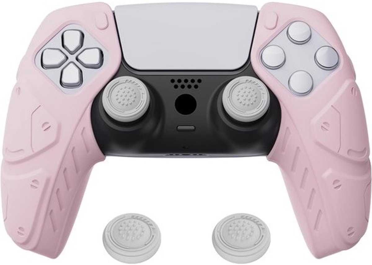 Ergonomische Siliconen Beschermhoes met Duimgrips voor PS5 Controller - Kersenbloesem Roze