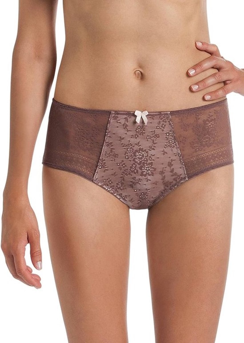 Hoge Taille Slip - Lace Ondergoed - Dagelijks Comfort - Romantisch Bloemendesign - Maat 48 - Berry Roze