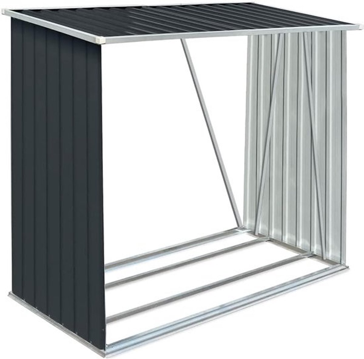 Buitenhaardhout Opslag Schuur 163x83x154 cm Gepoedercoat Staal Antraciet