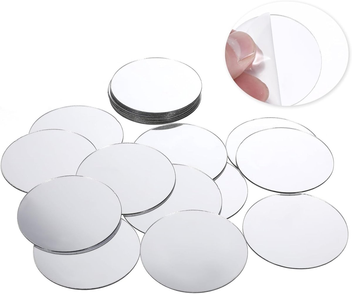 Set van 20 Mini Ronde Acryl Spiegels van 5 cm - Decoratieve Zelfklevende Spiegels voor Wanddecoratie, DIY Projecten en Interieur Styling