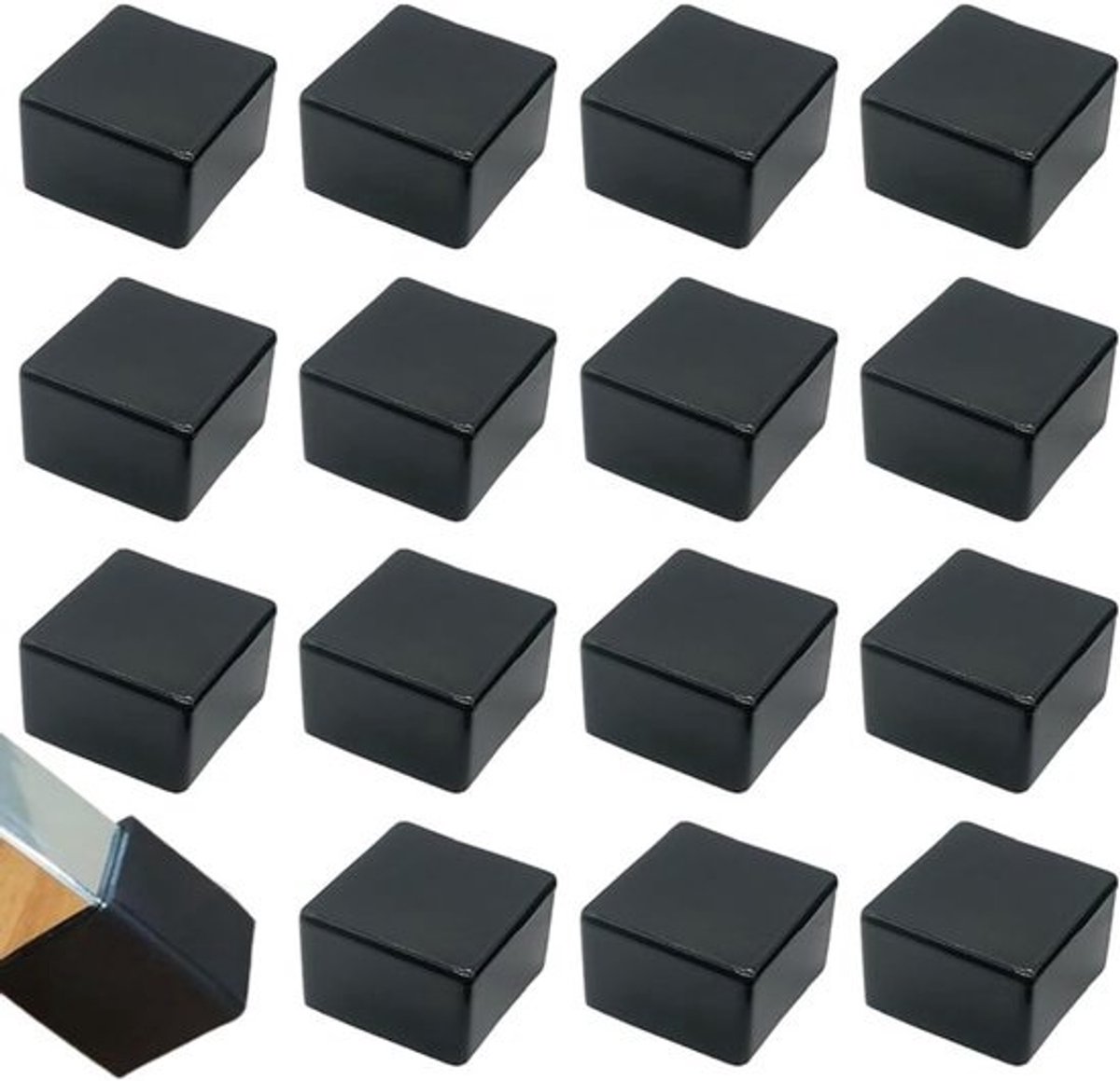 16 stuks Vierkante Rubberen Eindkappen 40x40 mm voor Profielen en Poten