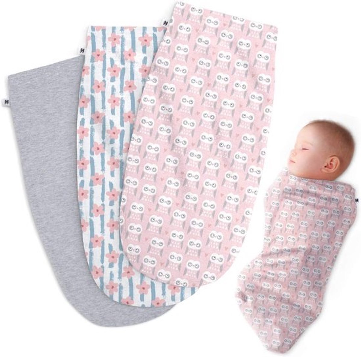 Inbakerdoek Pak van 3 - Zachte Elastische Katoenen Wrap voor Pasgeboren Baby 0-3 Maanden