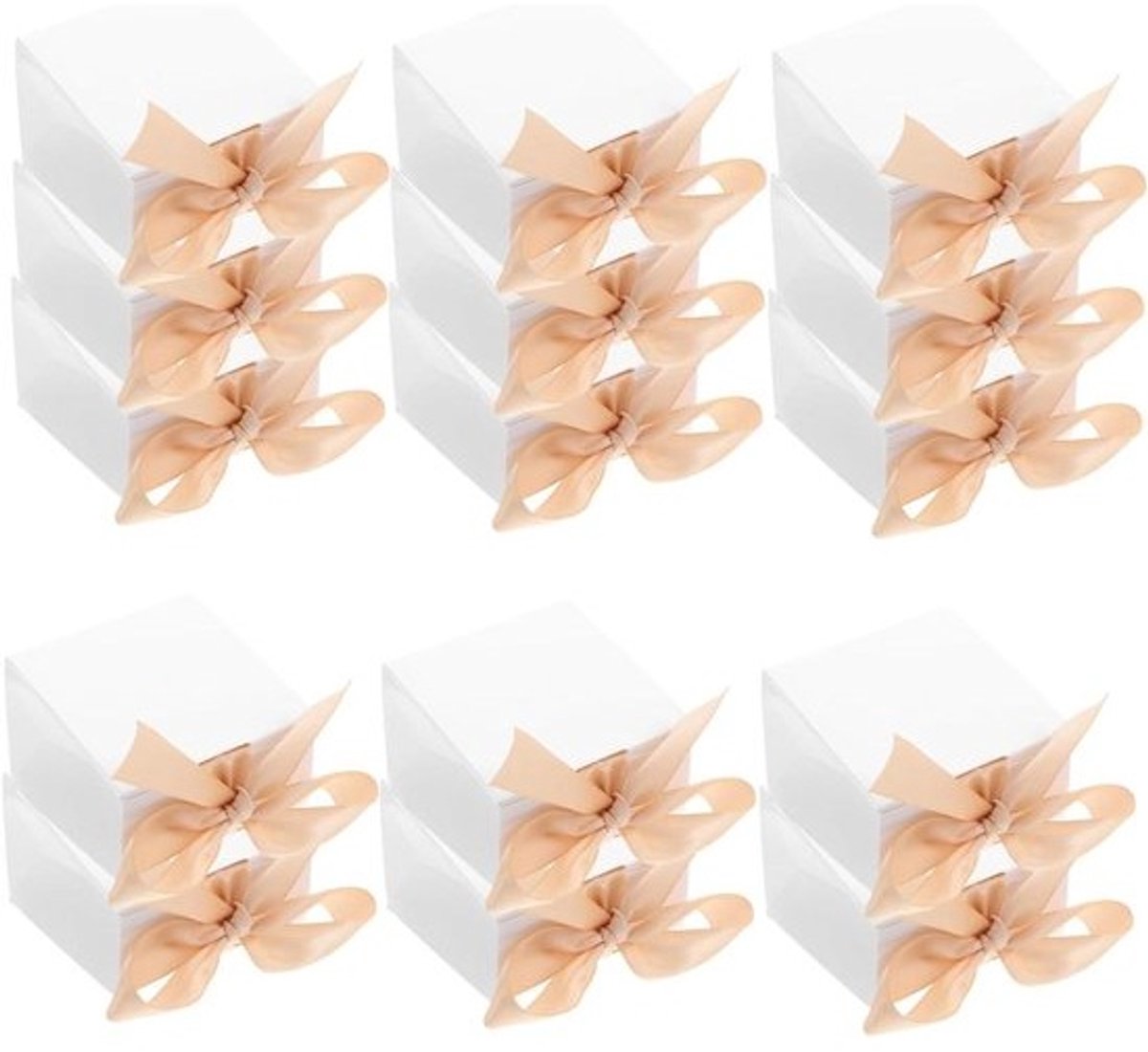 Feestdozen met Lint - Traktatiedoosjes Mini - Bedankjes Uitdelen - Europees Tintje - 7x7x5 cm - Wit