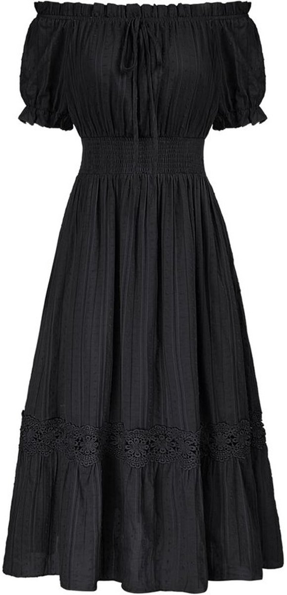 Dames Off-the-shoulder Hoge Taille Zomer Katoenen Jurk