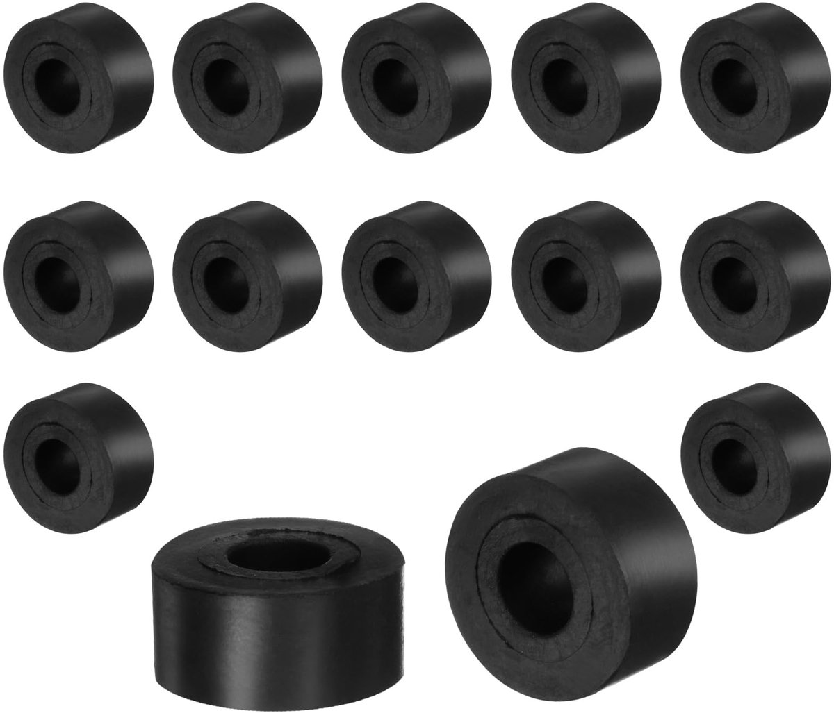16 Stuks Rubber Afstandhouders - Met 20 mm Buitendiameter, 10 mm Binnendiameter en 8 mm Hoogte - Voor Huis en Auto - Zwart