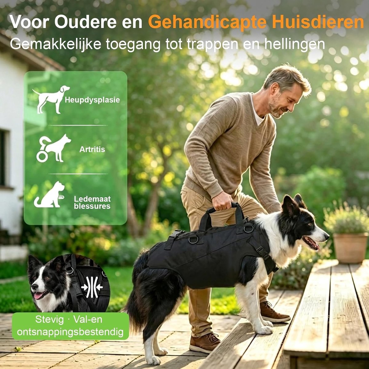 Draaghulp voor het hele lichaam - Zwart - L-(12-15KG) - Verstelbare Draagzak met Ergonomische Schouderbanden - Voor Honden en Katten