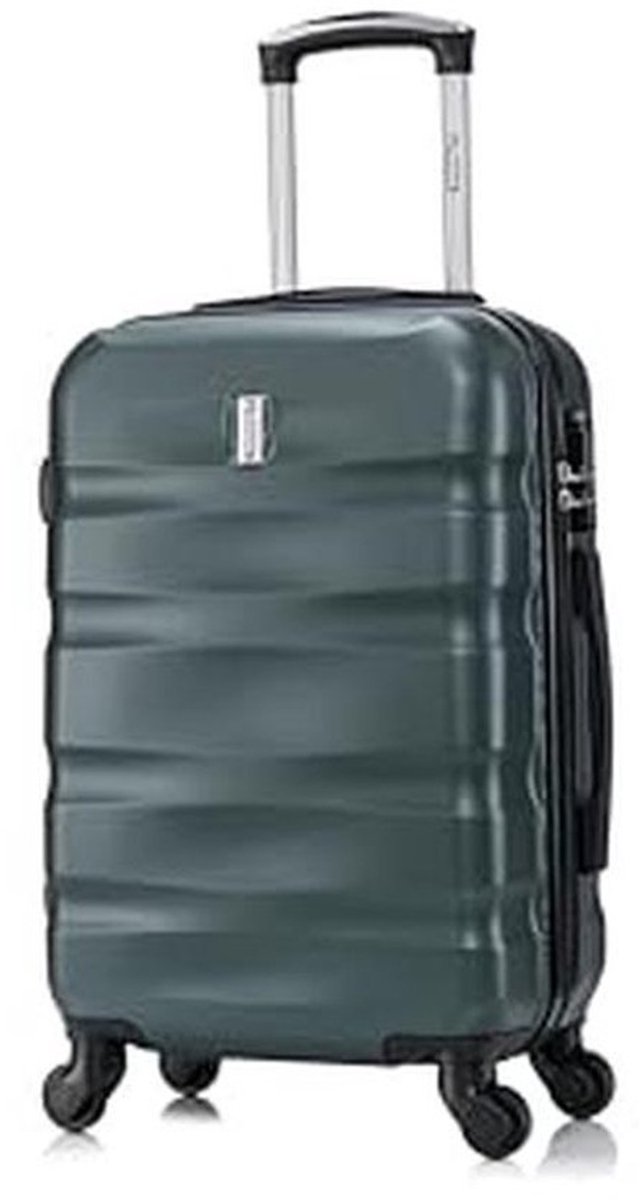 Lichtgewicht ABS Koffer met 4 Draaibare Wielen en Hangslot - Donker Groen, Cabine - 55x34x20