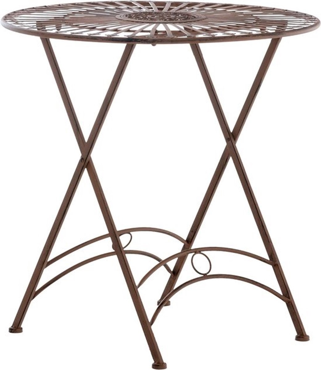 Ronde Klap Tuin- en Balkontafel Metaal Antiek Bruin - Inklapbaar