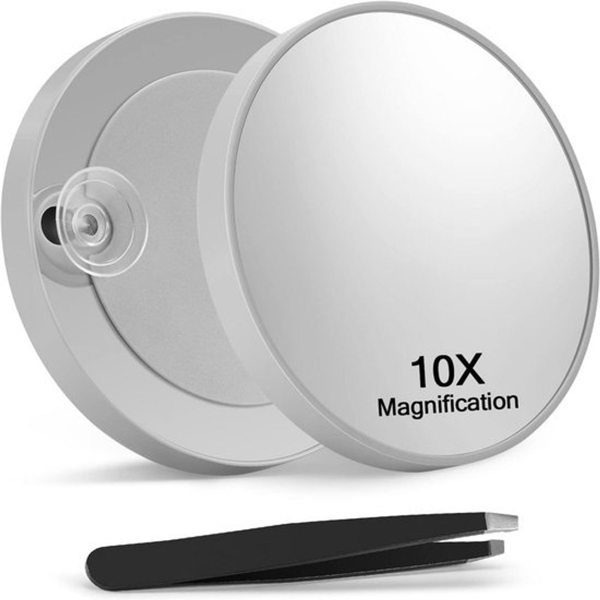 Vergrotingsspiegel 10x Met 2 Zuignappen en Schuine Pincet - Rechthoekig Make-up Spiegel