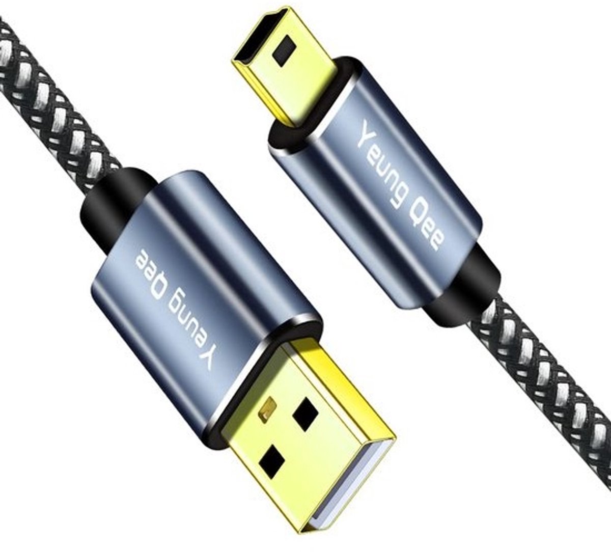 USB 2.0 Type A naar Mini B Kabel Gevlochten Nylon Oplaadkabel 10m
