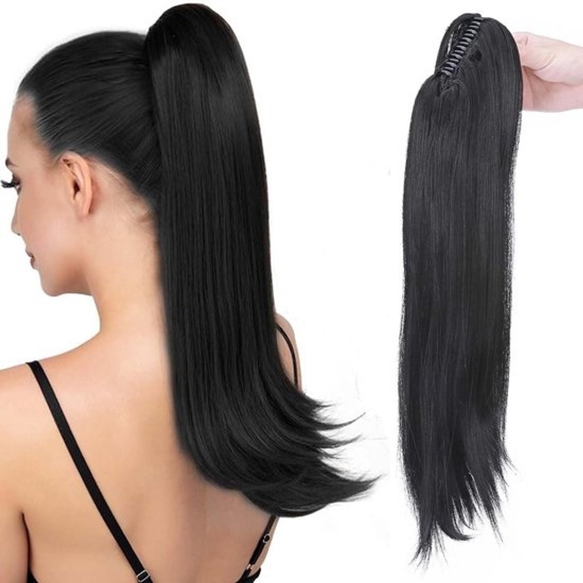 Krullende Clip-In Paardenstaart Haarverlenging 55 cm Synthetisch Golvend Haarstuk