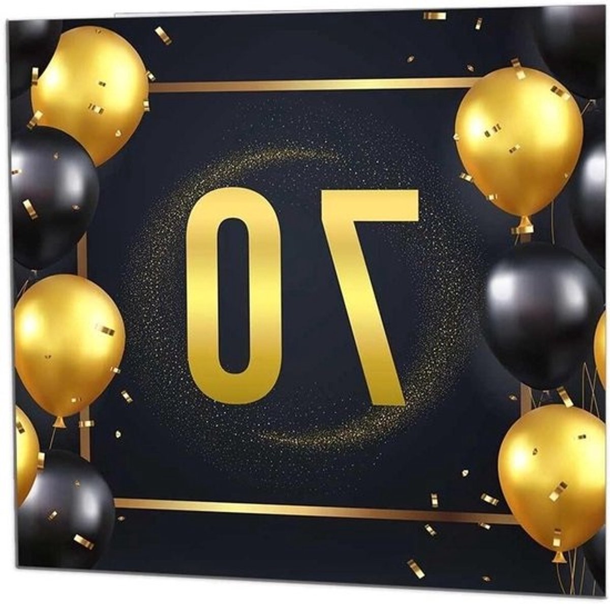 Luxe 70e Verjaardagskaart Zwart Goud - Mannen en Vrouwen Felicitatiekaart 70 Jaar