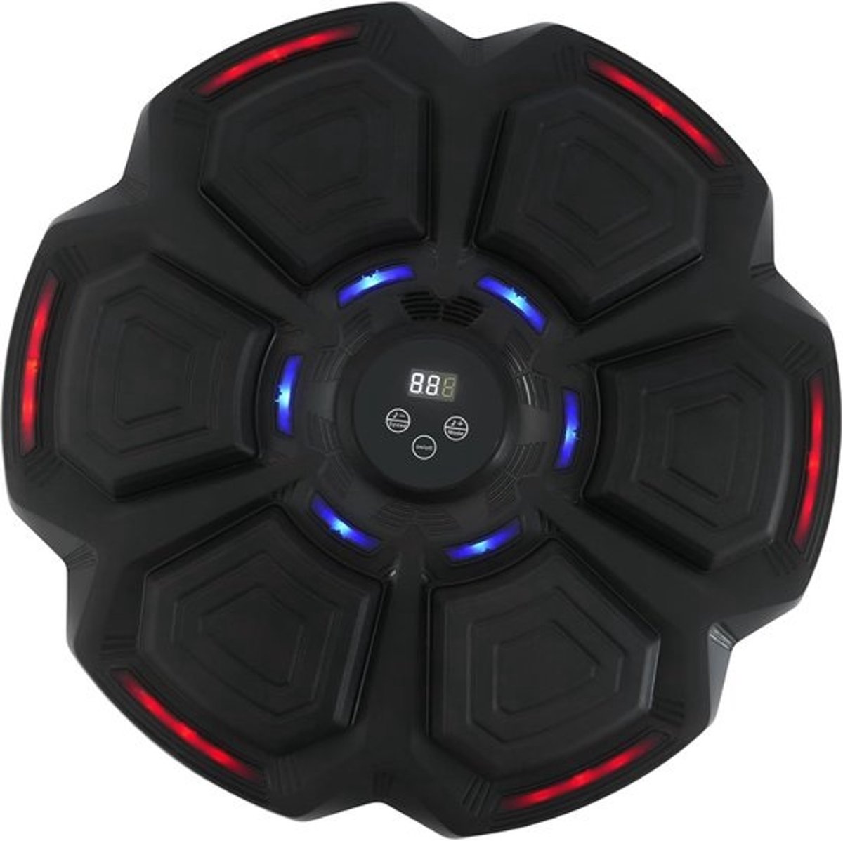 Boksmachine met Muziek - Wand Bokstrainer - Fitness Thuis - 9 Snelheidsmodi - 41x41x5.2cm - Zwart