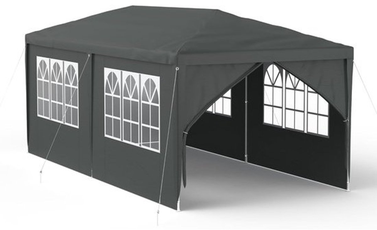 Tuinpaviljoen Partytent - Feesttent Evenementen - Buitenfeest Bescherming - Waterdicht Stevig Frame - 3x6 Meter - Donkergrijs