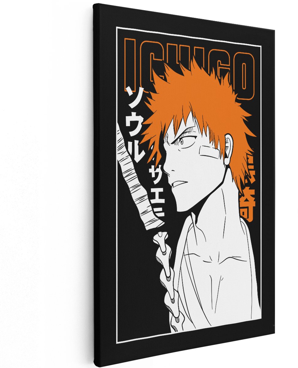 Artaza Canvas Schilderij Ichigo Kurosaki - 120x180 cm - Groot - Wanddecoratie Bleach Anime - Muurdecoratie Slaapkamer - Decoratie Jongens Kamer