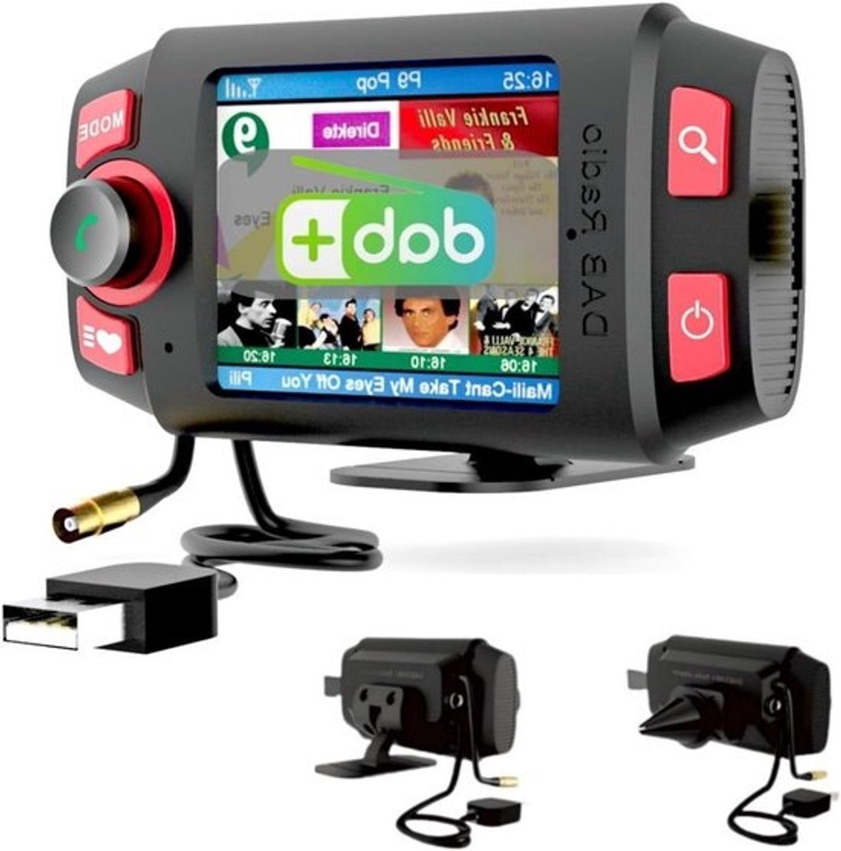 DAB Adapter voor Autoradio met 2.4 Inch LCD Scherm, Bluetooth Handsfree en FM Transmitter voor DAB+ Ontvangst en AUX Output