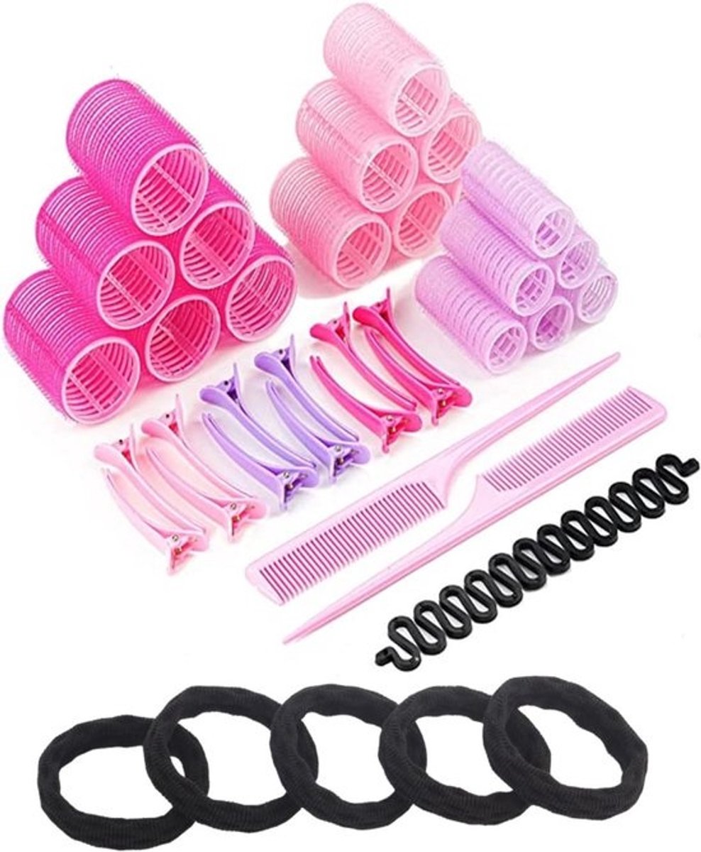 43 Delige Zelfklevende Haarrollers Set met Duckbill Clips voor Alle Haarlengtes