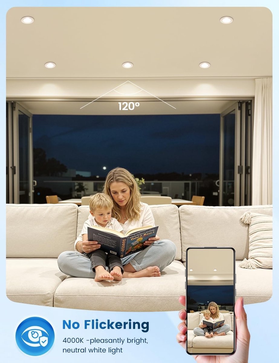 Led-inbouwspots - Neutraal Wit - 6 stuks - 5 W, 840 lumen - Voor Badkamer