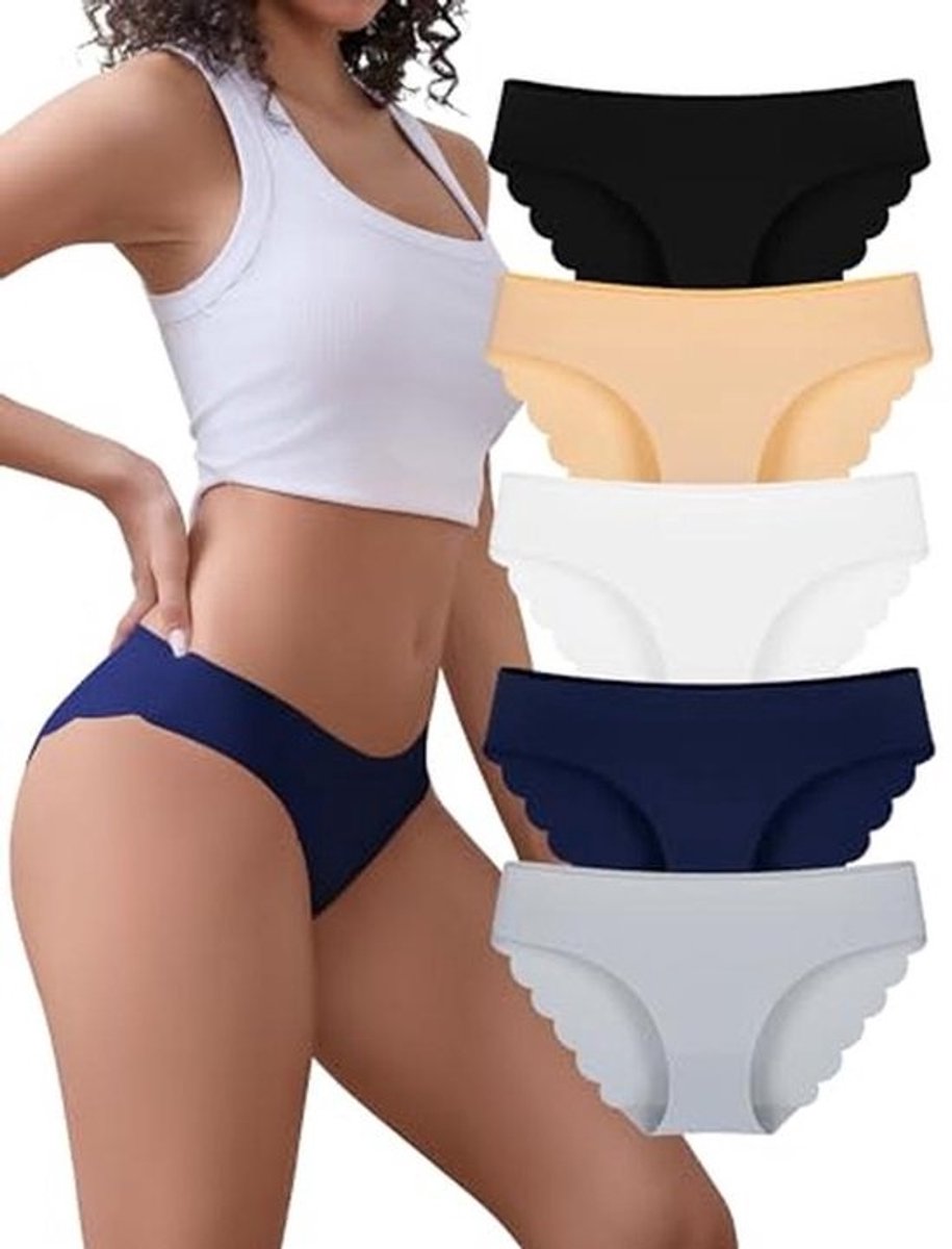 Voenxe Naadloos Onderbroeken Dames,Naadloze Ondergoed Dames,Invisible Slipjes Met Lage Taille, Elastische Bikini Panties,Stretch Women Seamless Underwear,Multiset Van 5