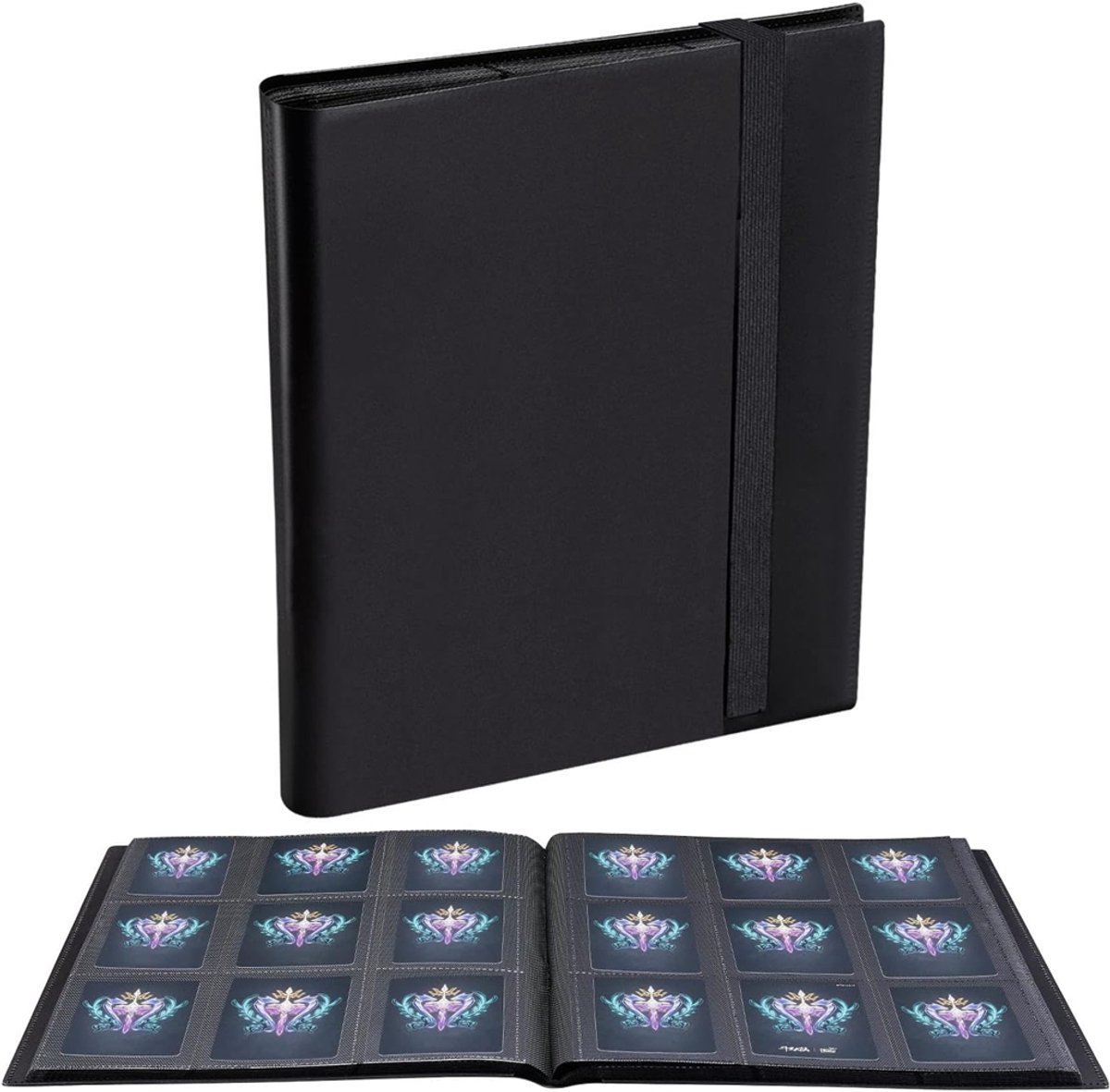 Verzamelalbum Kaarten - Kaartenmap 360 Vakken - 20 Dubbelzijdige 9-Pocket Pagina's - Zijdelingse Insteekvakken - Vakken tot 10 × 7 cm - Verstevigde Omslag met Elastische Band - Voor Pokémon, TCG, Sport- en Speelkaarten