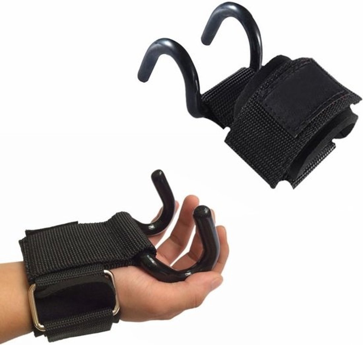 Krachtlifting Hooks met Polsbanden voor Stevige Grip en Ondersteuning bij Gewichtheffen