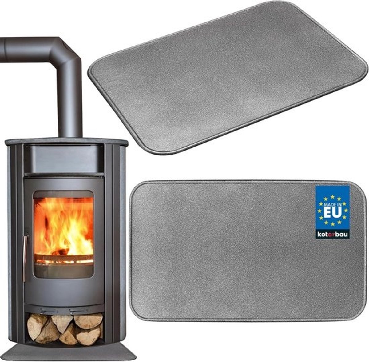 Kachel Bodemplaat - Vloerbescherming Oven - Haard Veiligheid - Gepoedercoat Staal - 60 x 80 cm - Oud Zilver