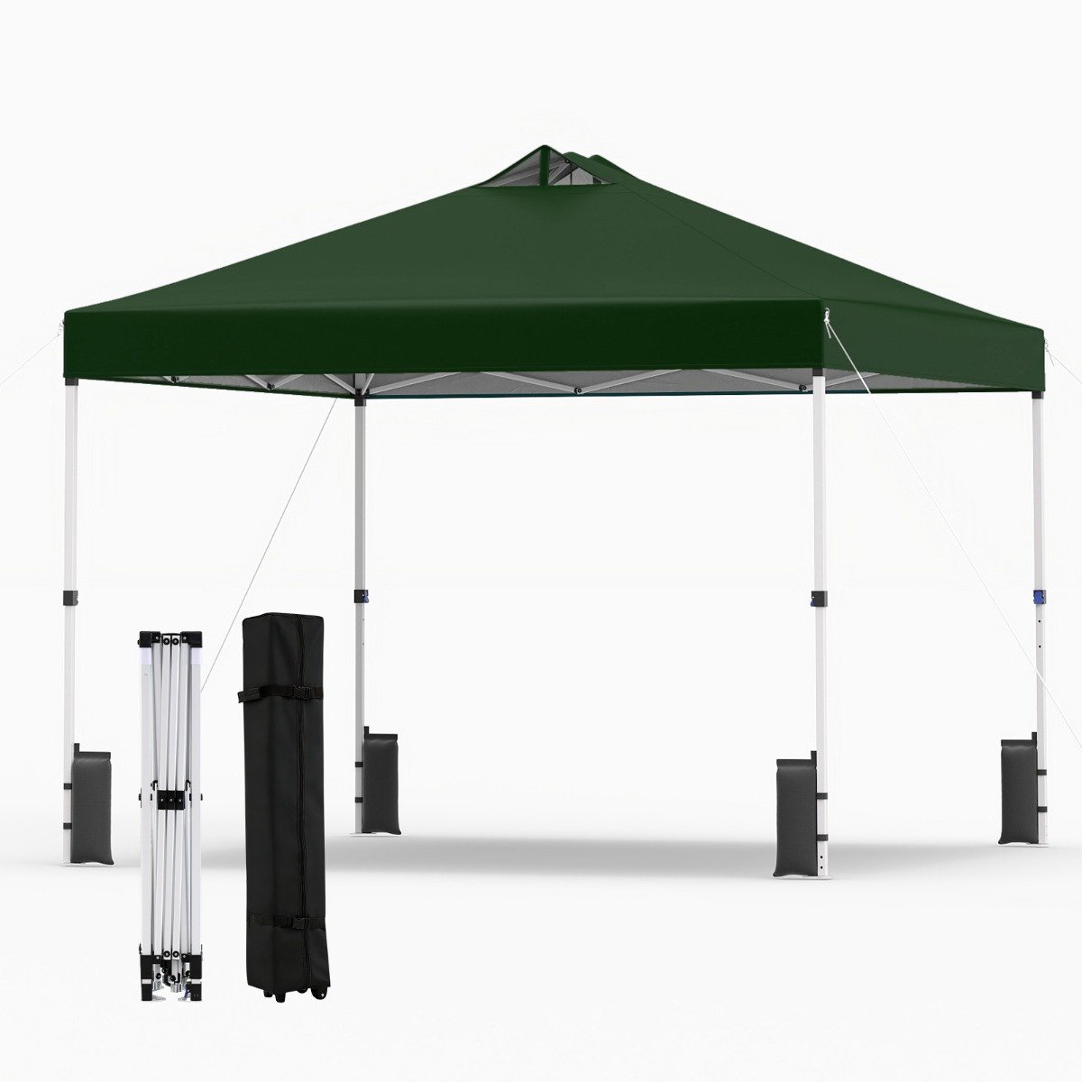 SureDeal® - Partytent - Pop Paviljoentent - Stevig - Zilverkleurig Dak Draagbaar - Zandzakken Haringen - 300x300x250 cm - Groen