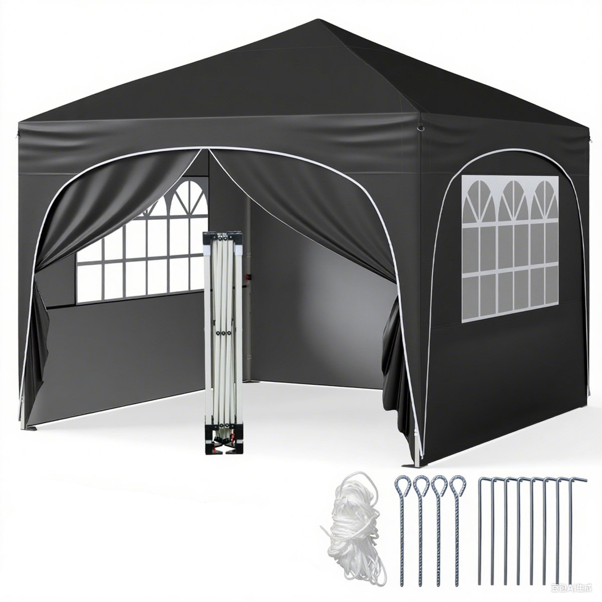 SureDeal® - Partytent - Paviljoen - Afneembare Zijwanden Tuinzelt - Draagtas Haringen Ankers - 300x300x266 cm - Donkerbruin