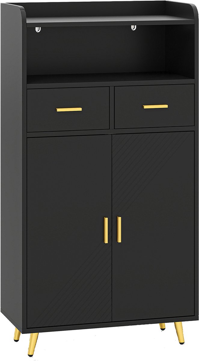 SureDeal® - Keukenkast - Multifunctionele Kast - Dubbele Deuren - Lades - Verstelbare Plank Keukenkast - 60x30x113 cm - Donkerbruin