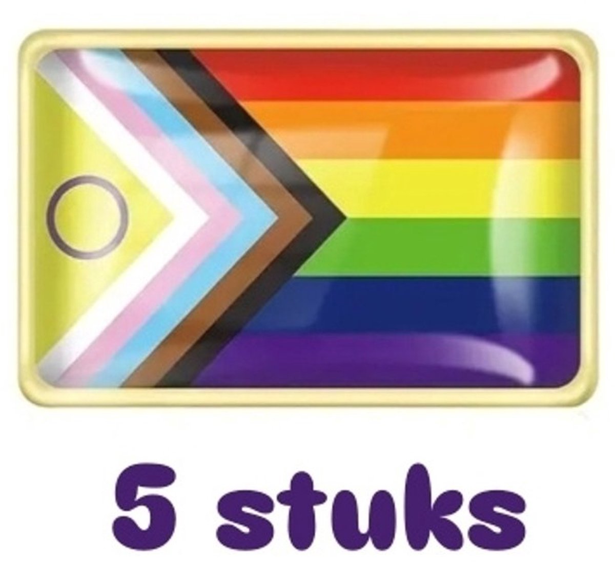 *** 5x pinbroche - pin - speldje - progress pride flag pride pin met gouden afwerking- love - -pride vlag - broche - LGBTQIA+ - regenboogvlag Heble® ***