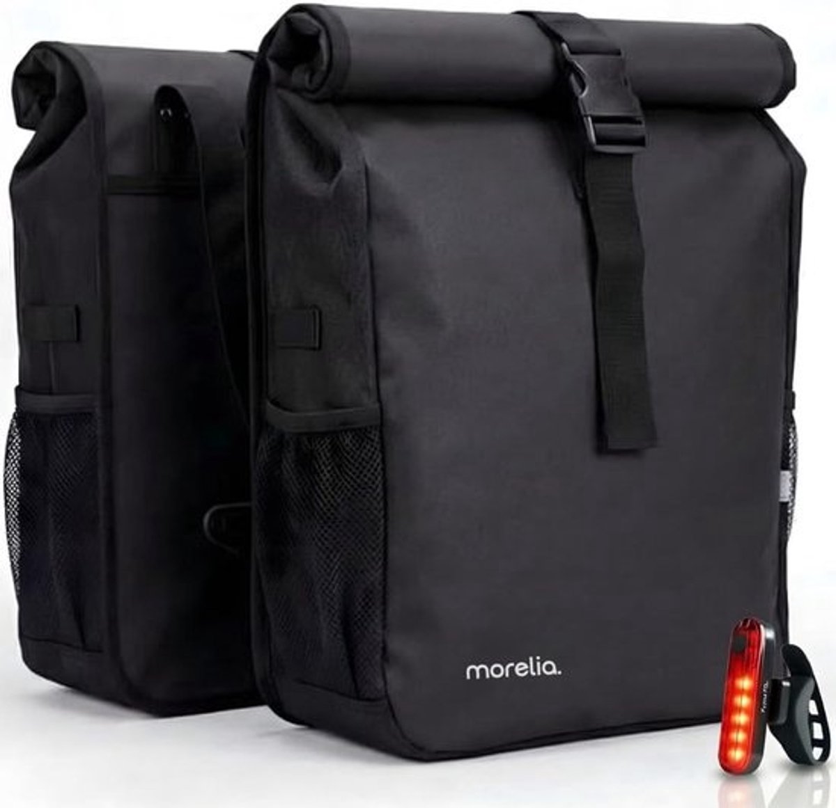 Dubbele Fietstas - Fietsbagage - Waterdicht Vervoer - Inclusief Achterlicht - 48 Liter - Zwart