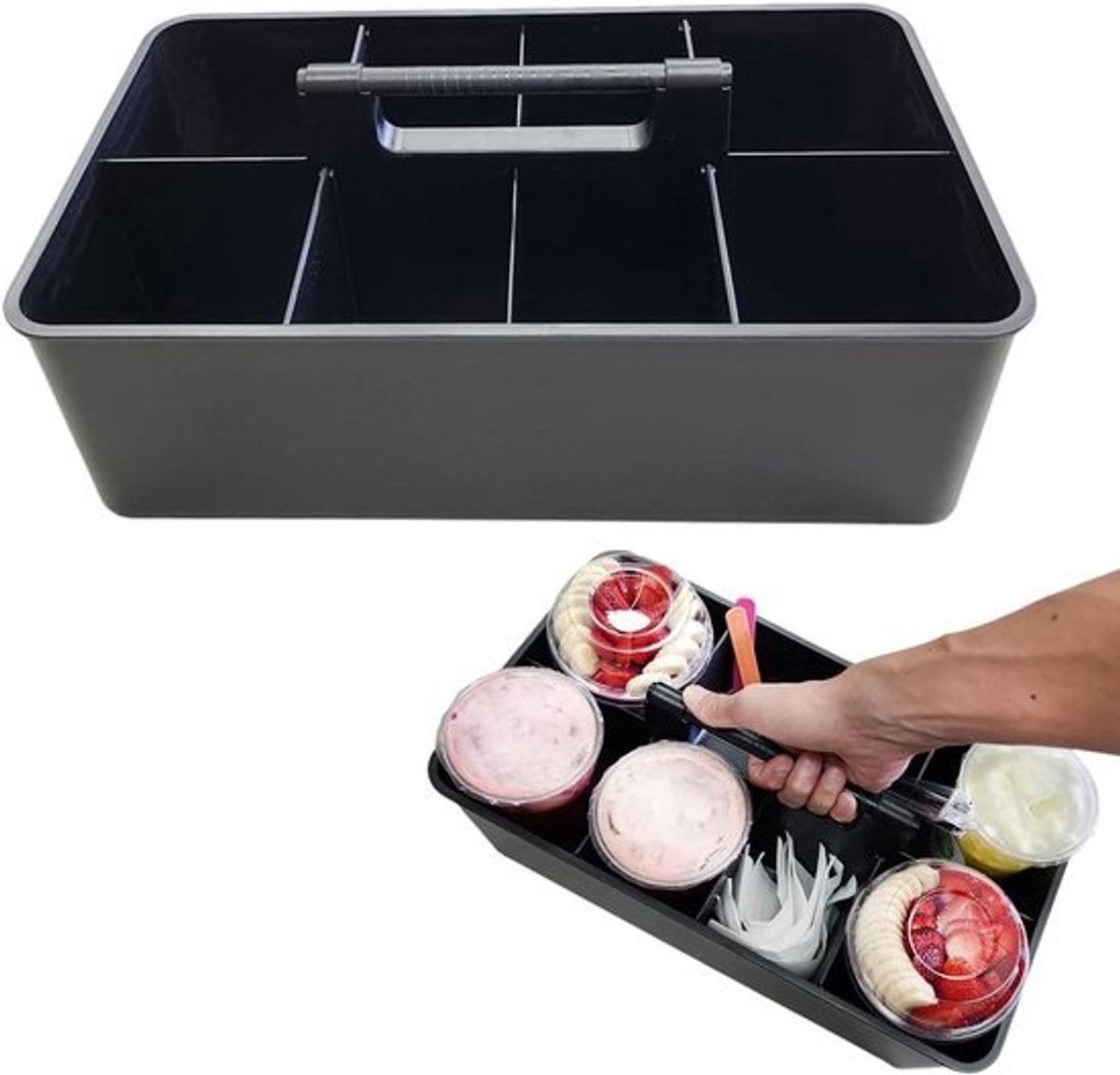 Draagbare Opberg Caddy - Opbergtas Opbergbak - Schoonmaak Gereedschap - Met Verwijderbare Verdelers - Extra Groot Formaat - Zwart