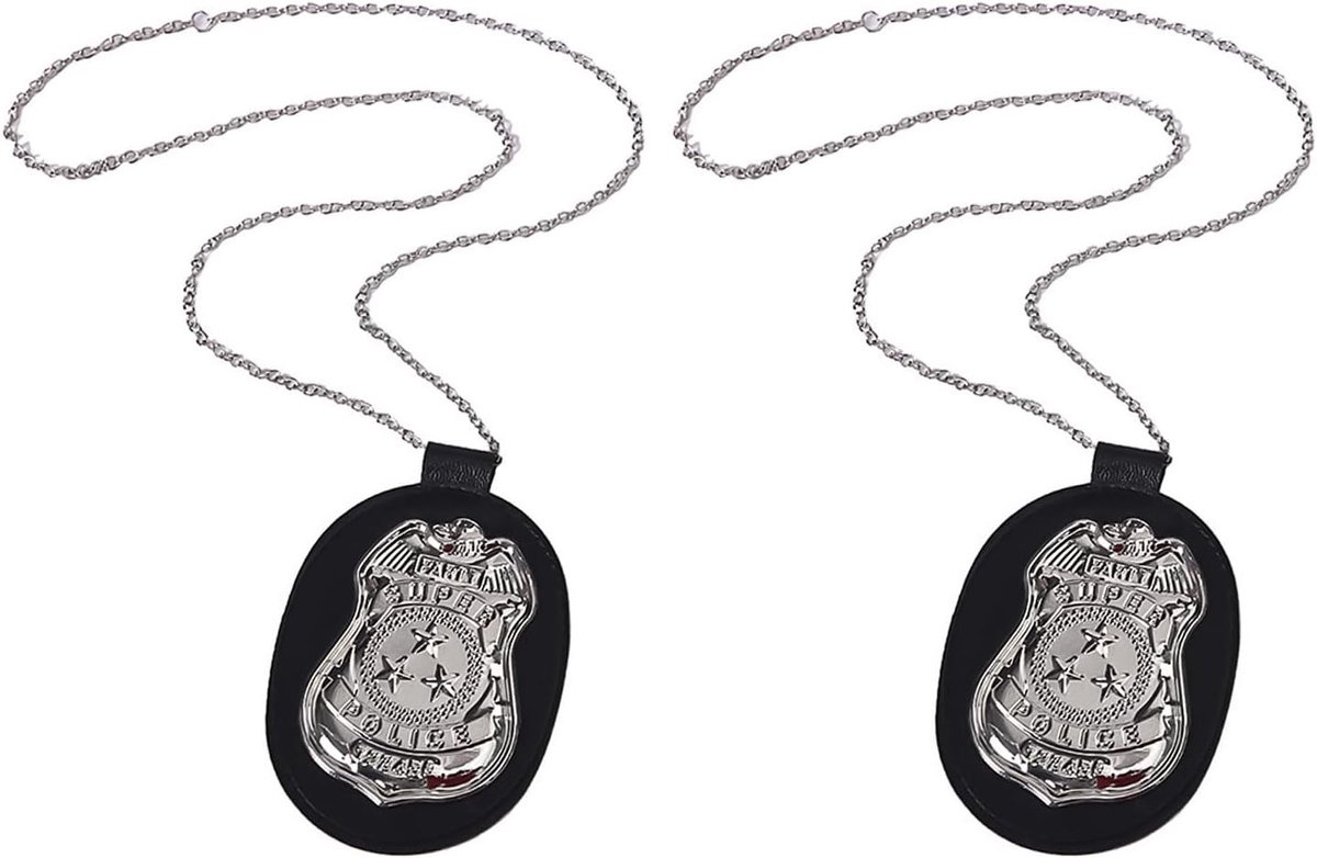 2 Stuks Politie Badge Ketting voor Kinderen - Rollenspel Accessoires voor Halloween en Verkleedfeest