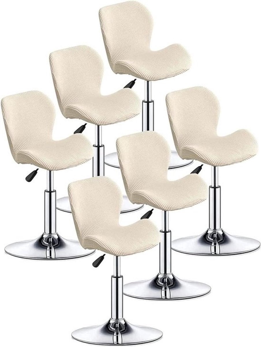 Barkruk Hoezen - Stoelhoezen Barstoelhoezen - Stoelen Vernieuwen - Hoge Stretch Stof - 6 Stuks - Melkwit