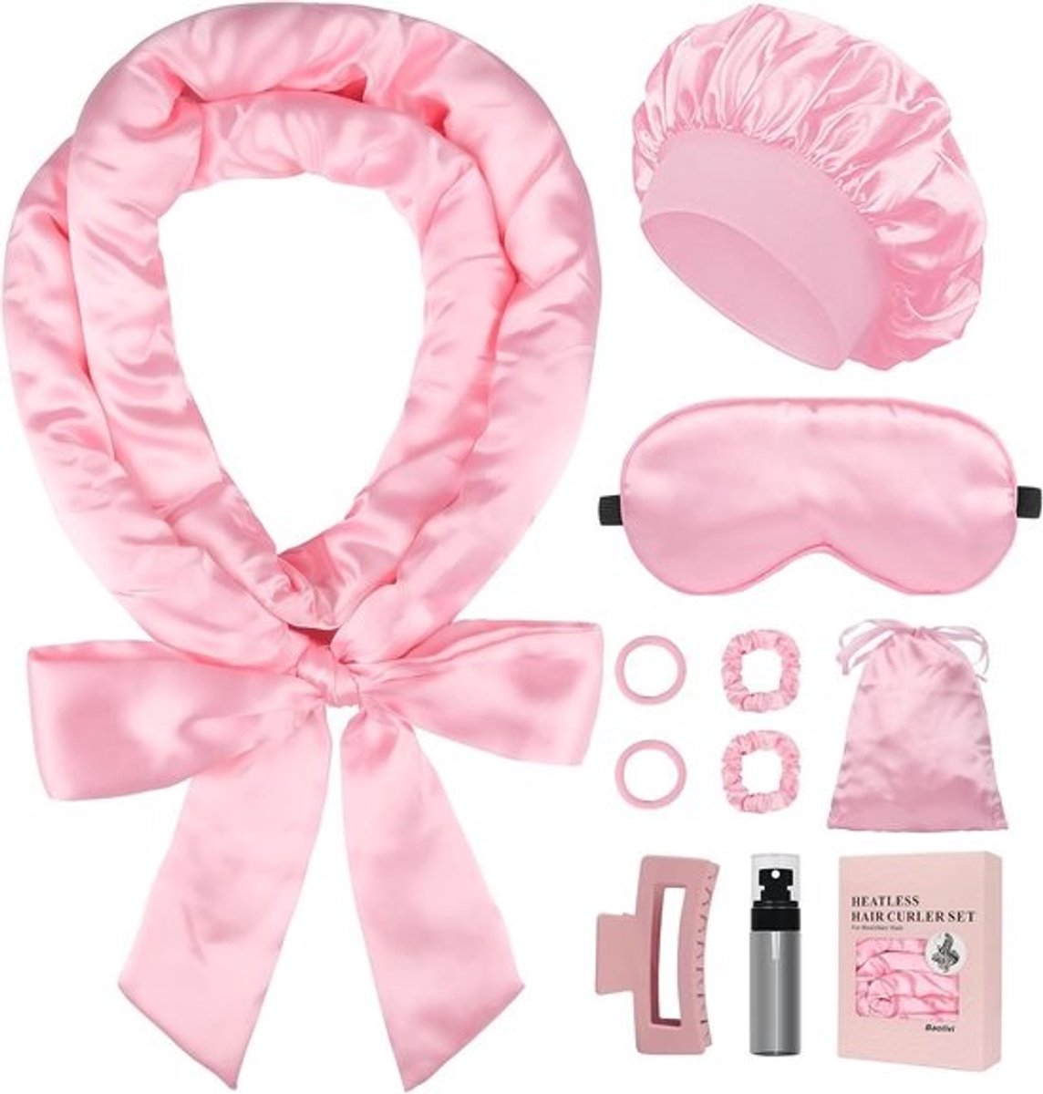 Hittevrije Krulband - Zachte Krullers - Haar Stijlen - Satijn Comfort - 178 cm - Roze