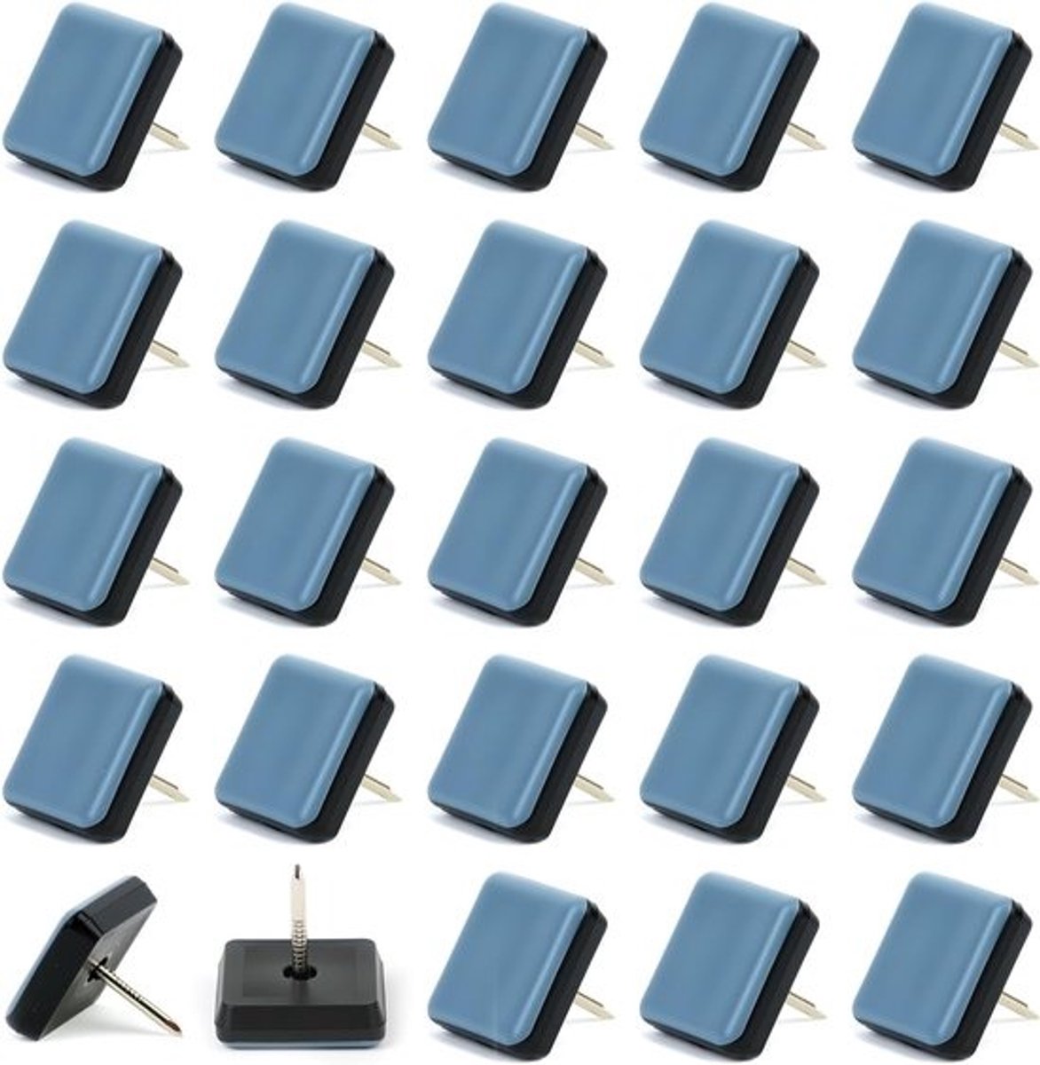 Meubelglijders 30 x 30 mm met spijker - 16 stuks - PTFE Teflon - Geschikt voor Glad en Tapijt