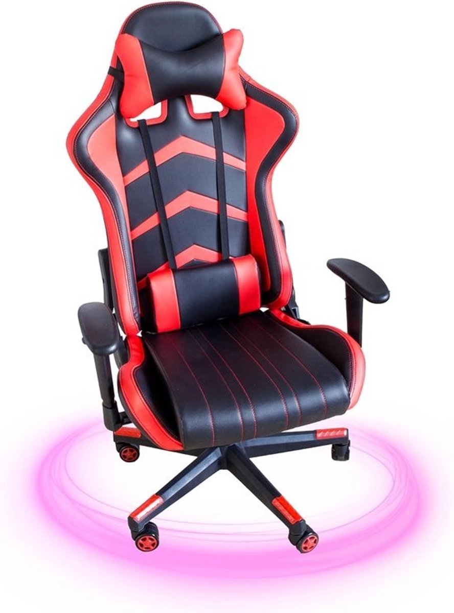 Ergonomische Gamingstoel Zwart Rood met Verstelbare Rugleuning en Armsteunen tot 150 kg