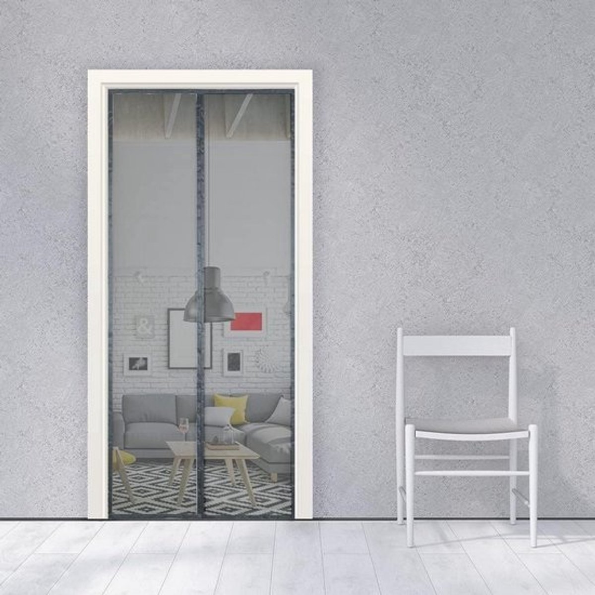 Magnetisch Vliegengordijn 100x200 cm Grijs - Insektendicht Deurhor Glasvezel met Klittenband Montage