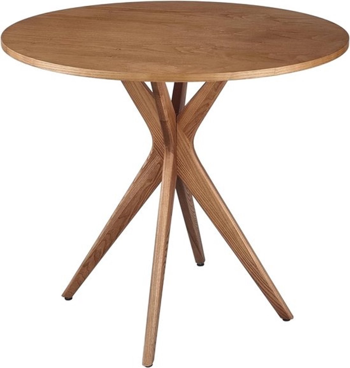 Ronde Houten Eettafel 80cm Eiken - Compacte Zuiltable voor 2-3 Personen