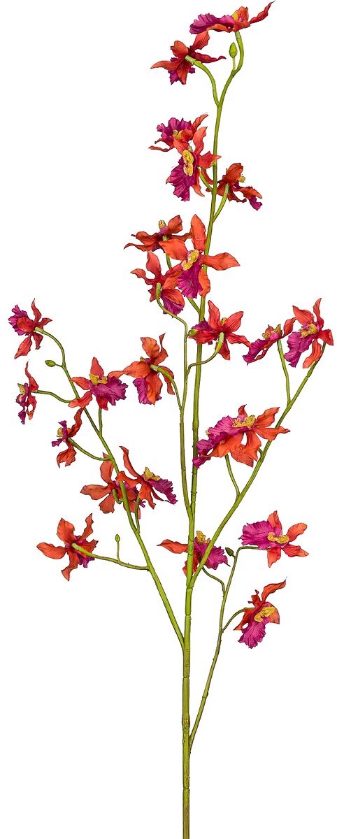 Gasper Orchidee Epidendrum Oranje & Paars 100 cm - Kunstplanten
