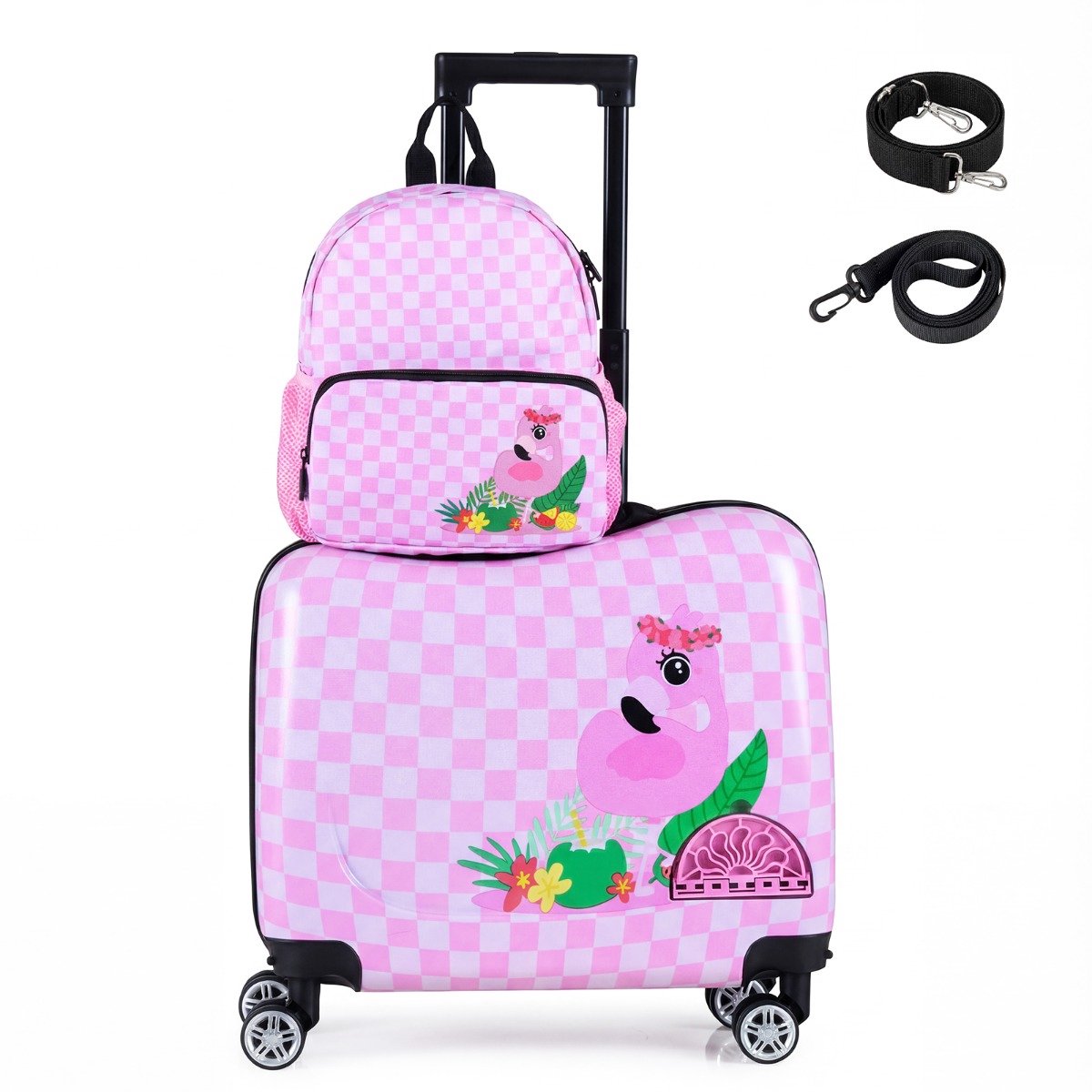 SureDeal® - Kinderkoffer - Delige Kinderkofferset - Zwenkwielen Loop - Draag - Zitkoffer - Rugzak Reiskoffer - Wieltjes - 46x23x33 cm - Blauw