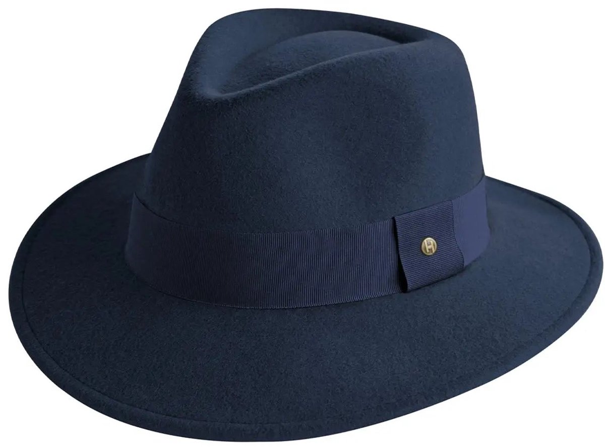 Ash Fedora – Vilten Hoed Dames & Heren 100% Wol – House of Ord - Maat: L-XL: 59 cm - Blauw