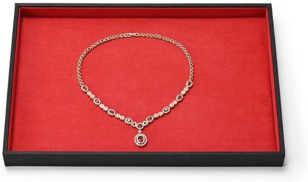 Sieraden Dienblad - Opbergbakjes Organizers - Laden Sorteren - Stapelbaar Modulair - 35cm Breed - Zwart Rood