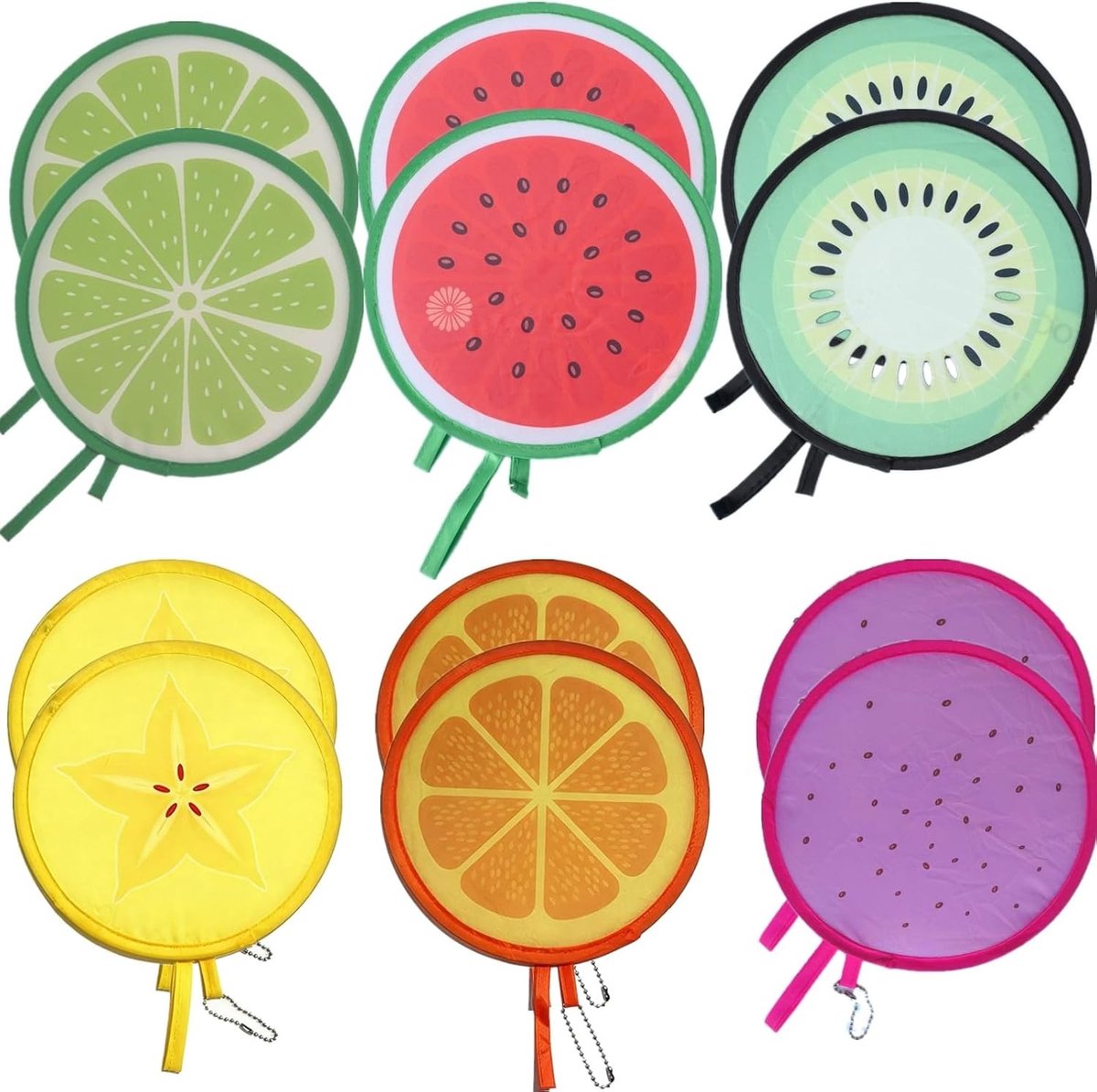 8 Stuks Ronde Opvouwbare Handwaaiers in 6 Kleuren - Japanse en Chinese Stijl, Perfect voor Warmte en Feesten