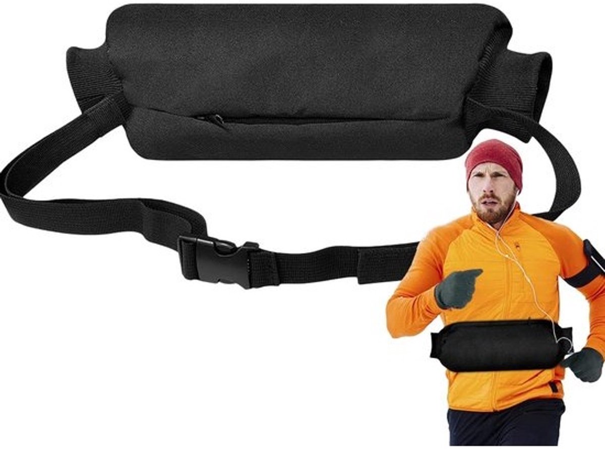 Voetbal handwarmer zakje - Handwarmer voor buiten - Warm blijven - Waterdicht polyester - 44 x 15 cm - Zwart
